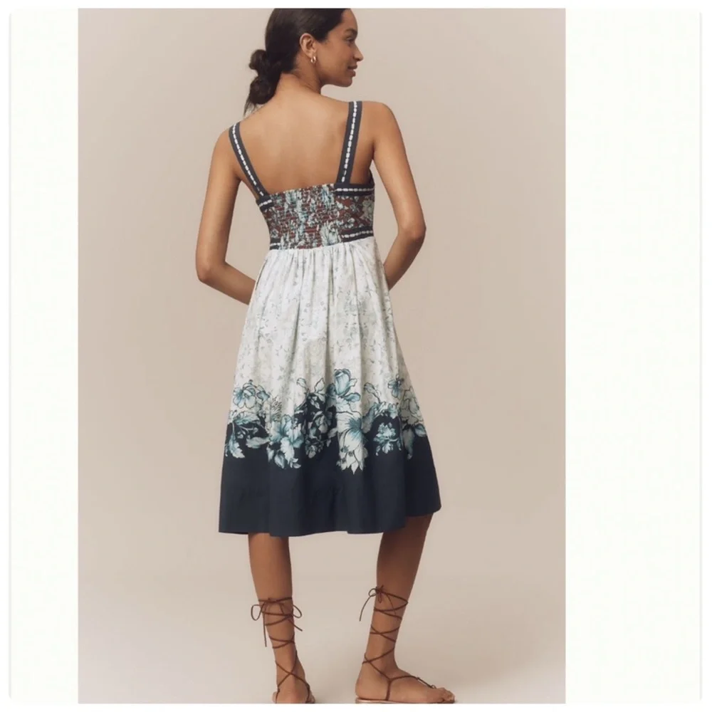 NWT Anthropologie Maeve Sleeveless Square-Neck Button-Front Midi Dress, L - Picture 4 of 14